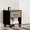 13482 Arlene Weathered Oak and Matte Black Nightstand