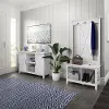 KWS054WT Key West White Oak Hall Tree with Shoe Bench and 2 Door Cabinet - Bush Furniture