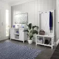 KWS054WT Key West White Oak Hall Tree with Shoe Bench and 2 Door Cabinet - Bush Furniture