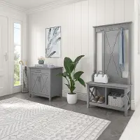 KWS055CG Key West Cape Cod Gray Hall Tree with Shoe Bench and Armoire Cabinet