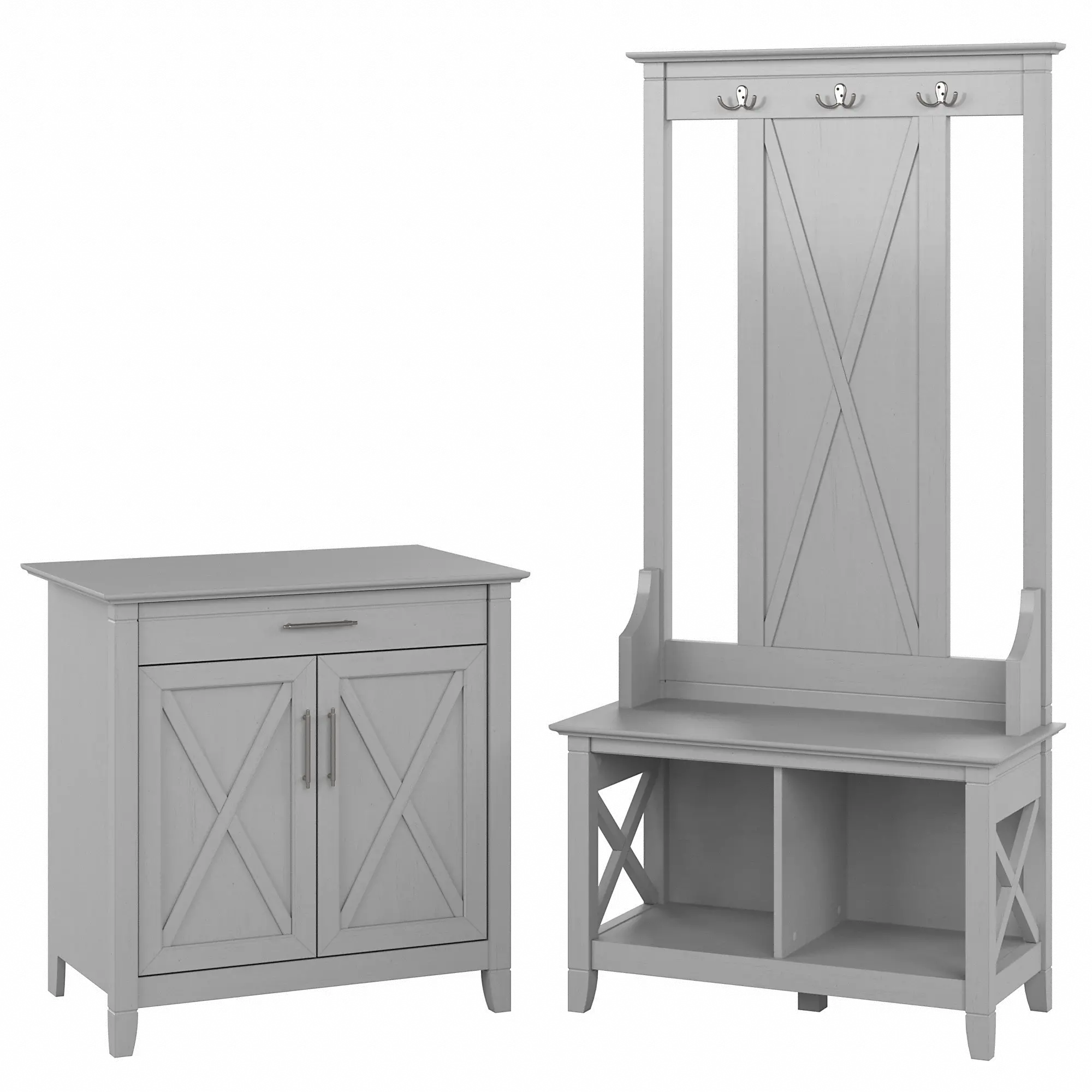 KWS055CG Key West Cape Cod Gray Hall Tree with Shoe Bench and Armoire Cabinet-2