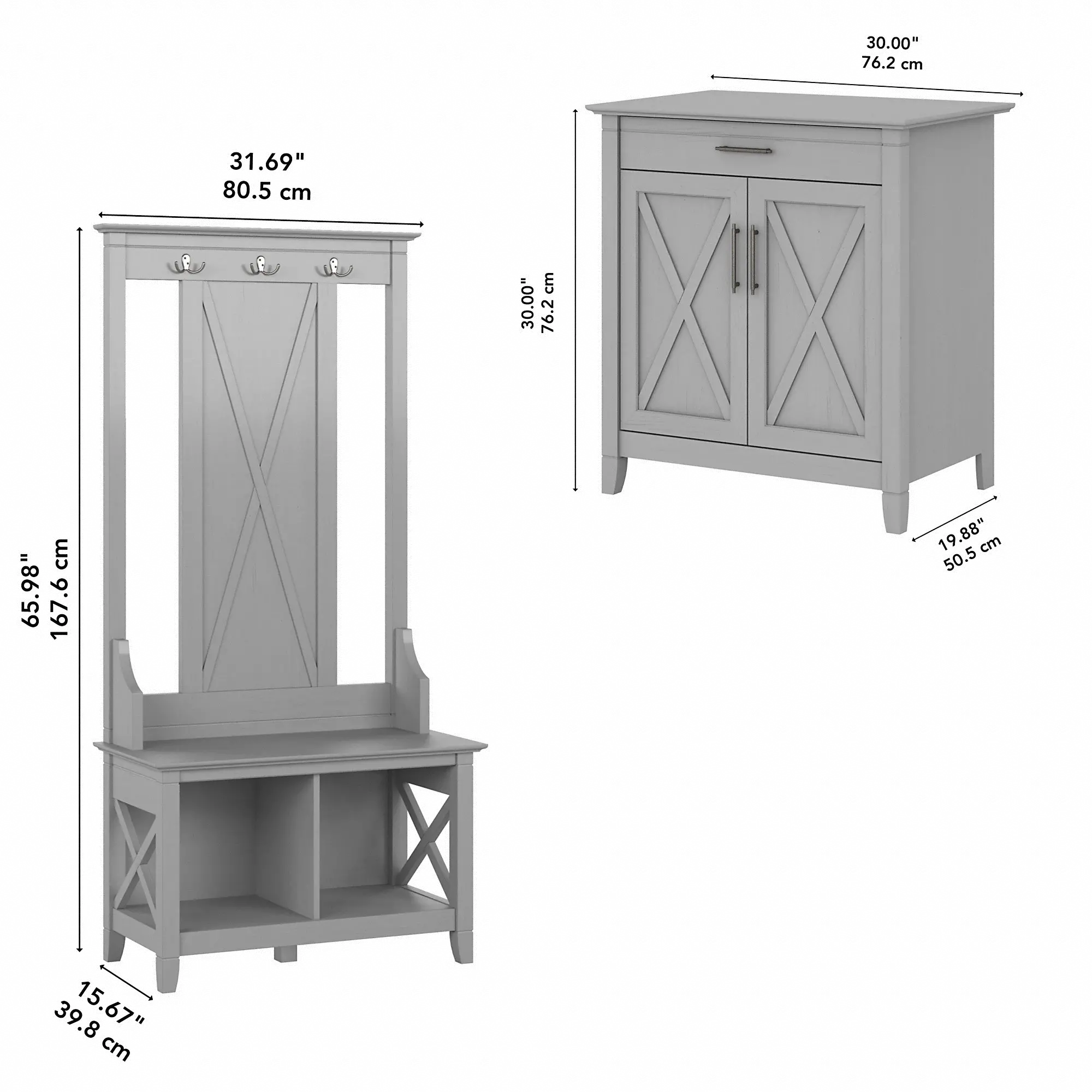 KWS055CG Key West Cape Cod Gray Hall Tree with Shoe Bench and Armoire Cabinet-6