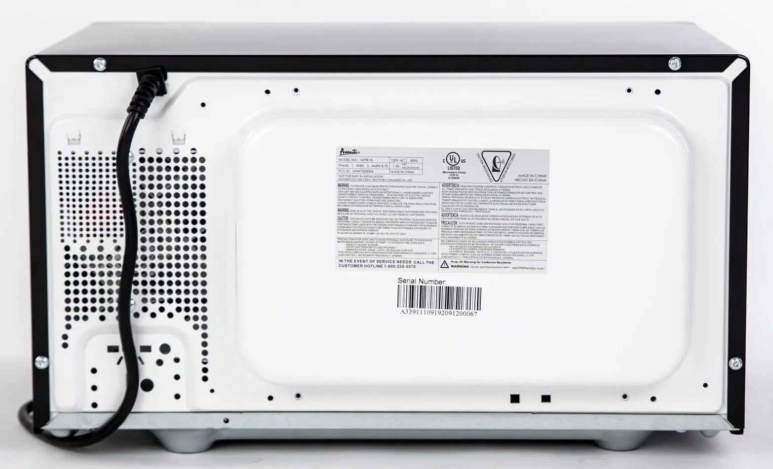 MT9K1B Avanti .9 cu ft Countertop Microwave - Black-4
