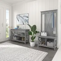 KWS056CG Key West Cape Cod Gray Hall Tree with Shoe Bench and Console Table