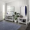 KWS056WT Key West White Oak Hall Tree with Shoe Bench and Console Table - Bush Furniture