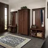 KWS057BC Key West Bing Cherry Hall Tree with Shoe Bench and Tall Cabinet - Bush Furniture