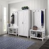 Key West White Oak Hall Tree with Shoe Bench and Tall Cabinet