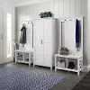 KWS057WT Key West White Oak Hall Tree with Shoe Bench and Tall Cabinet