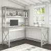 KWS048LW Key West Linen White Oak 60 Inch L shaped Desk and Hutch