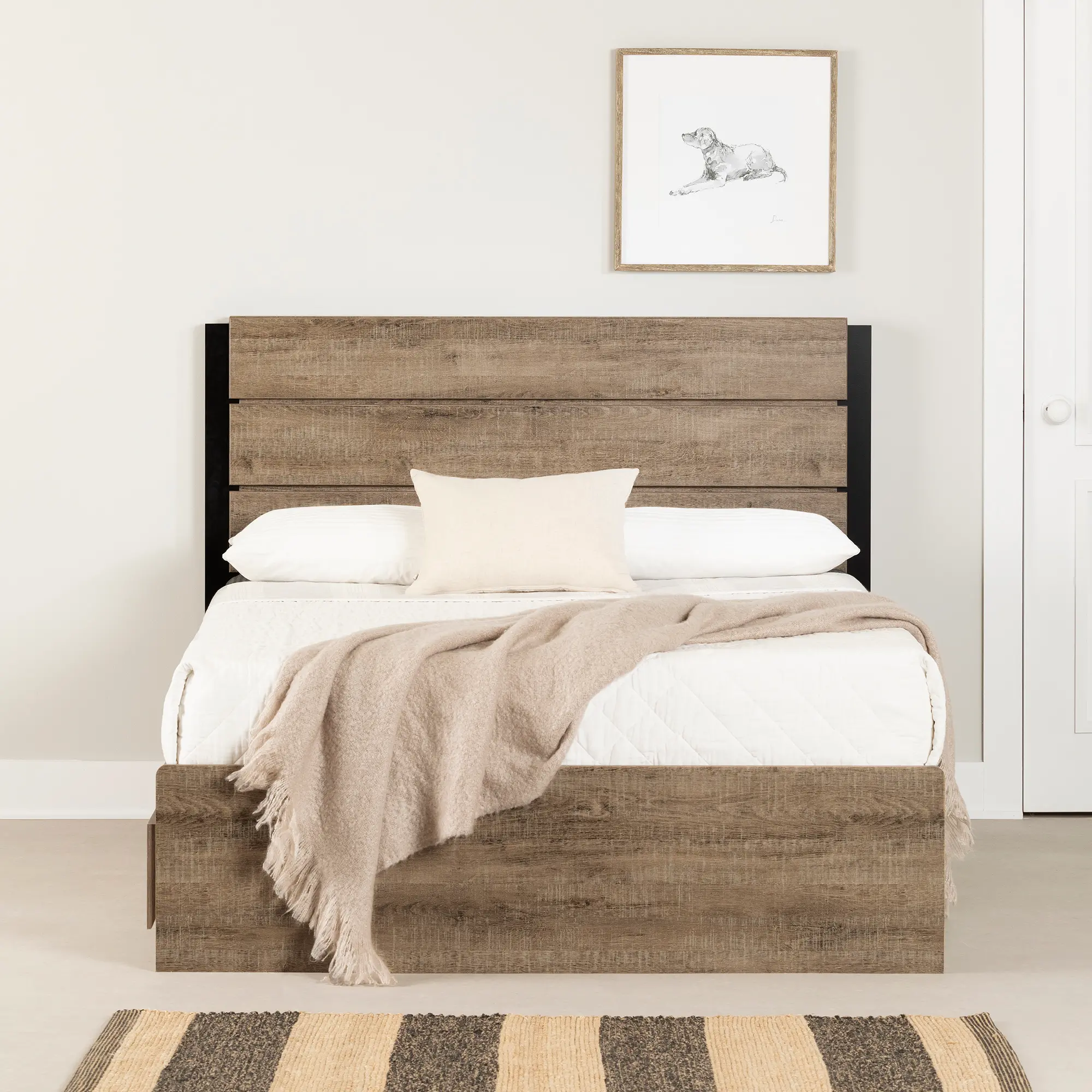 13495 Arlene Weathered Oak Full Bed with Headrest-3