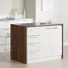 13541 Myro Natural White and Walnut Kitchen Island - South Shore