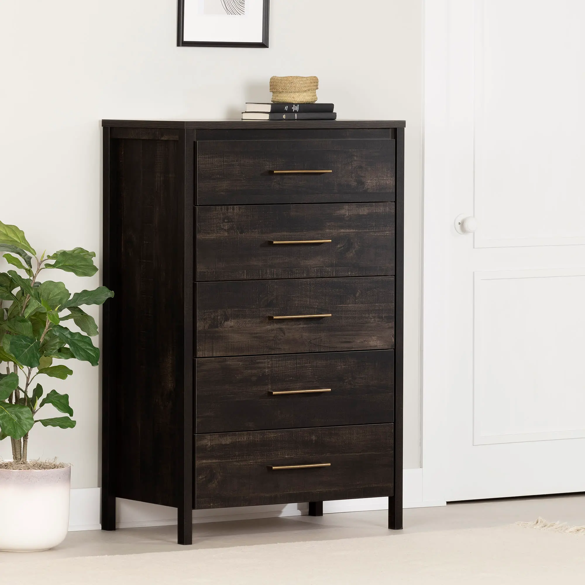 13558 Gravity Rubbed Black 5 Drawer Chest-1