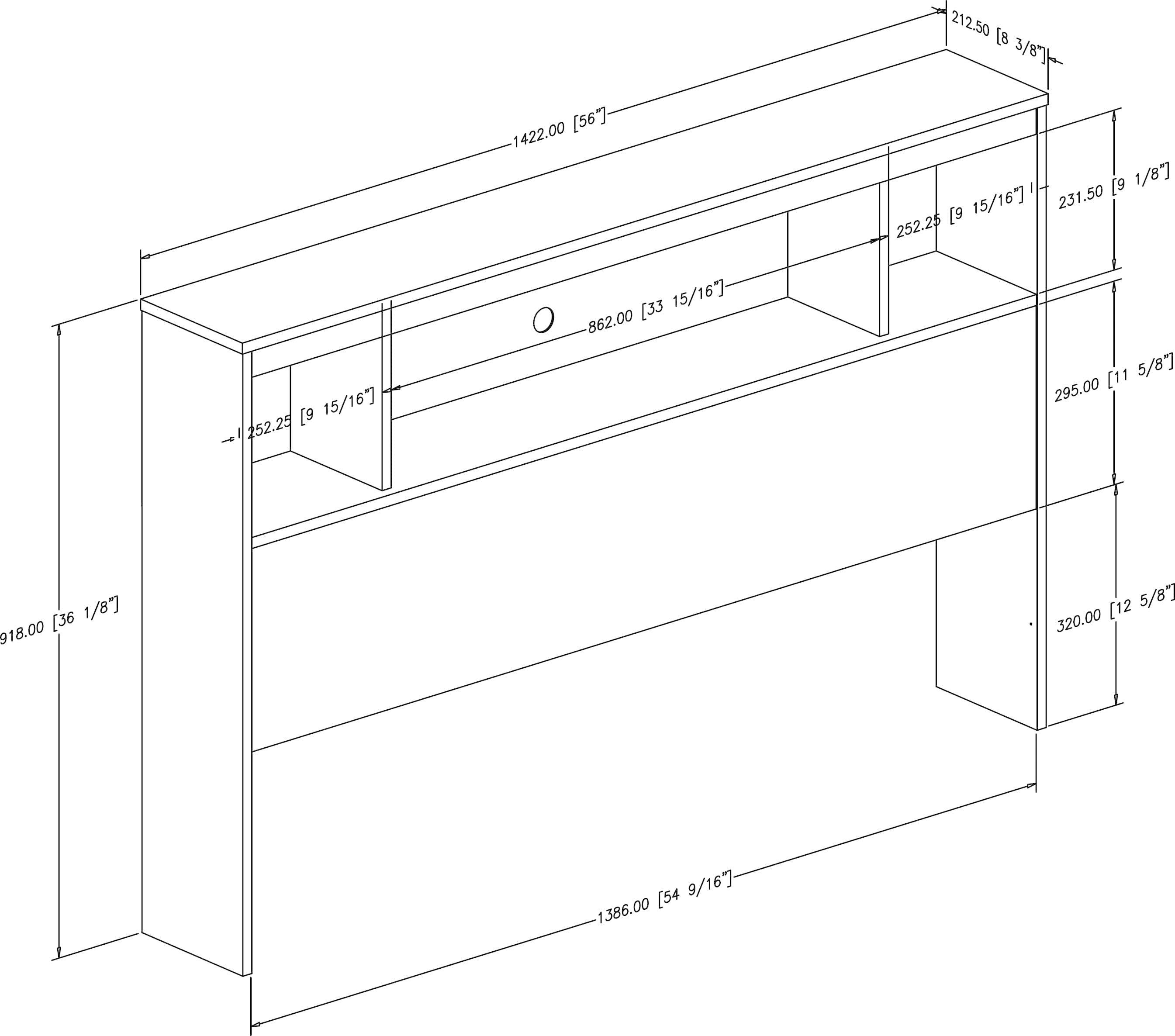 13846 Fusion Full/Queen Pure White Bookcase Headboard-6