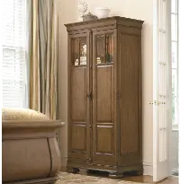 Modern Eclectic Cognac Brown Tall Cabinet