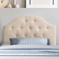 Calera Contemporary Twin Tufted Cream Fabric Headboard