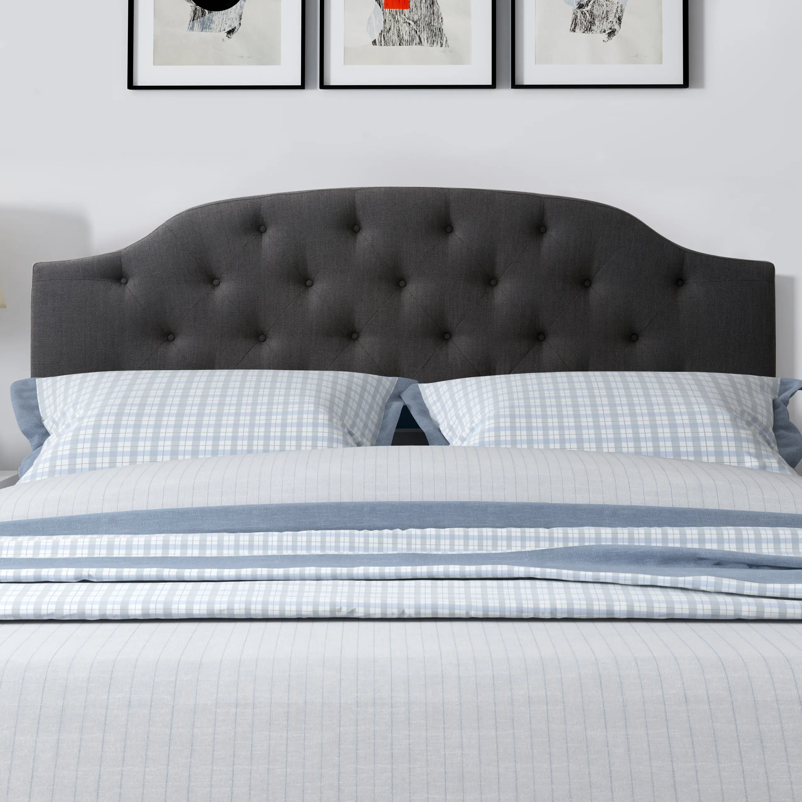Calera King Tufted Dark Grey Fabric Headboard-1