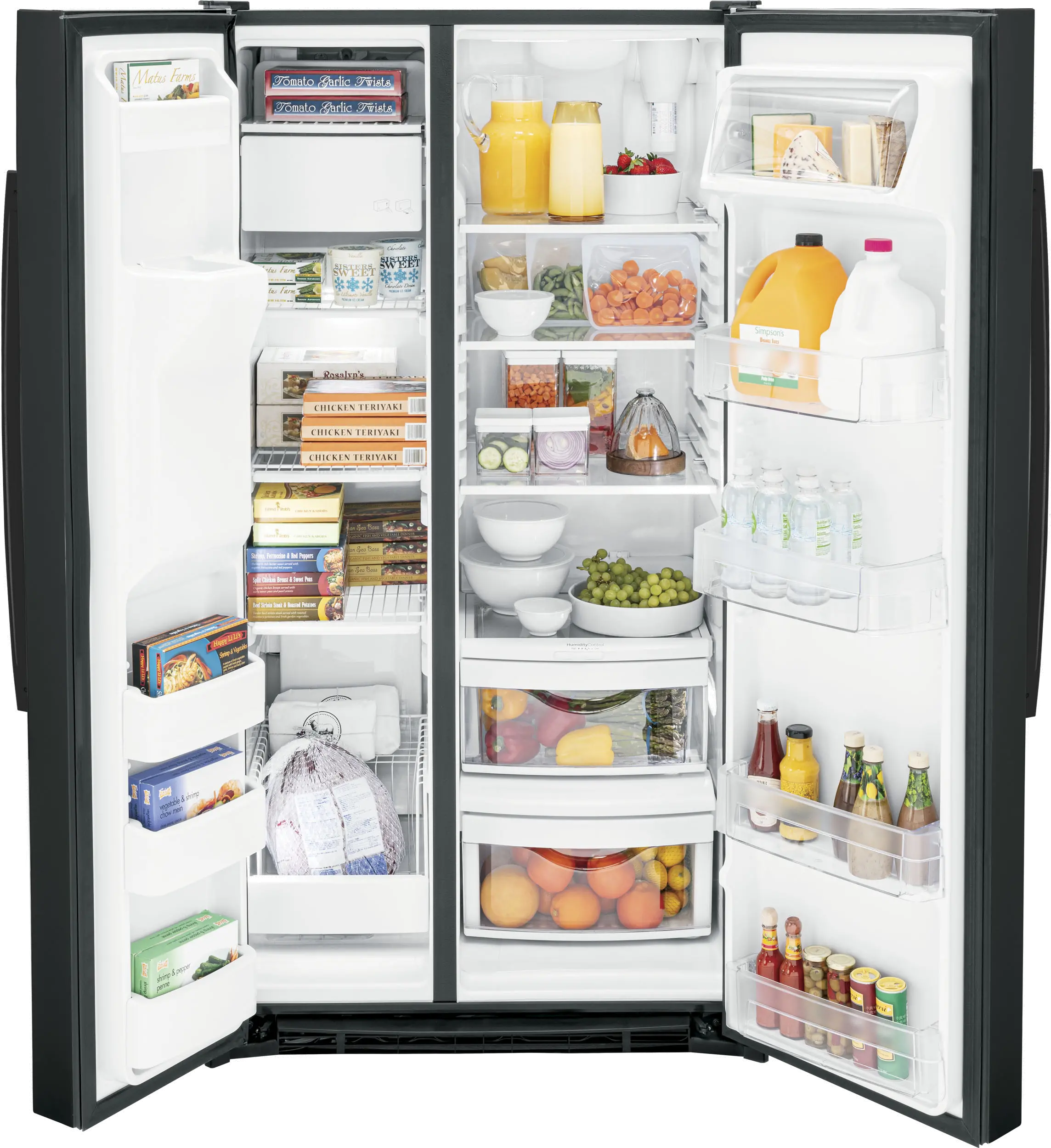 GSS25GGPBB GE 25.1 cu ft Side by Side Refrigerator - Black-2