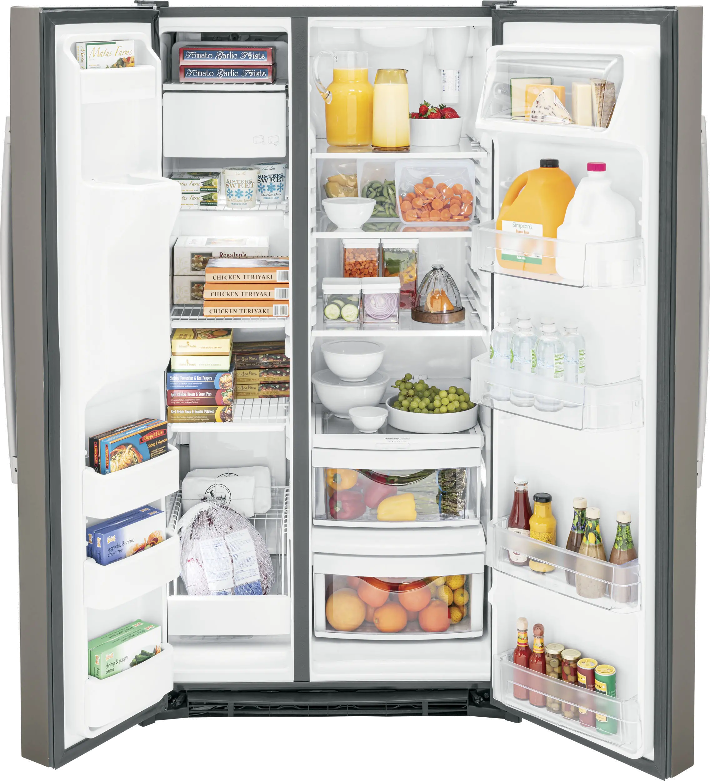 GSS25GMPES GE 25.1 cu ft Side by Side Refrigerator - Slate-2