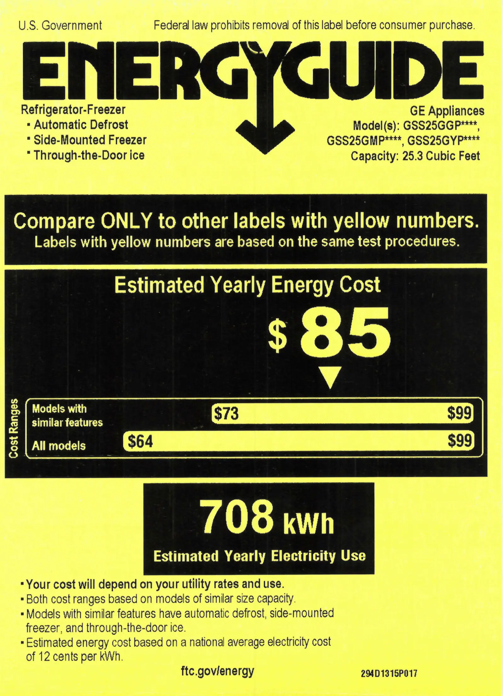GSS25GYPFS GE 25.1 cu ft Side by Side Refrigerator - Stainless Steel-12