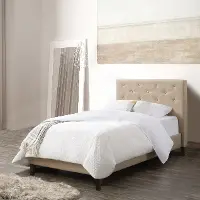 Nova Ridge Contemporary Twin Cream Tufted Upholstered Bed
