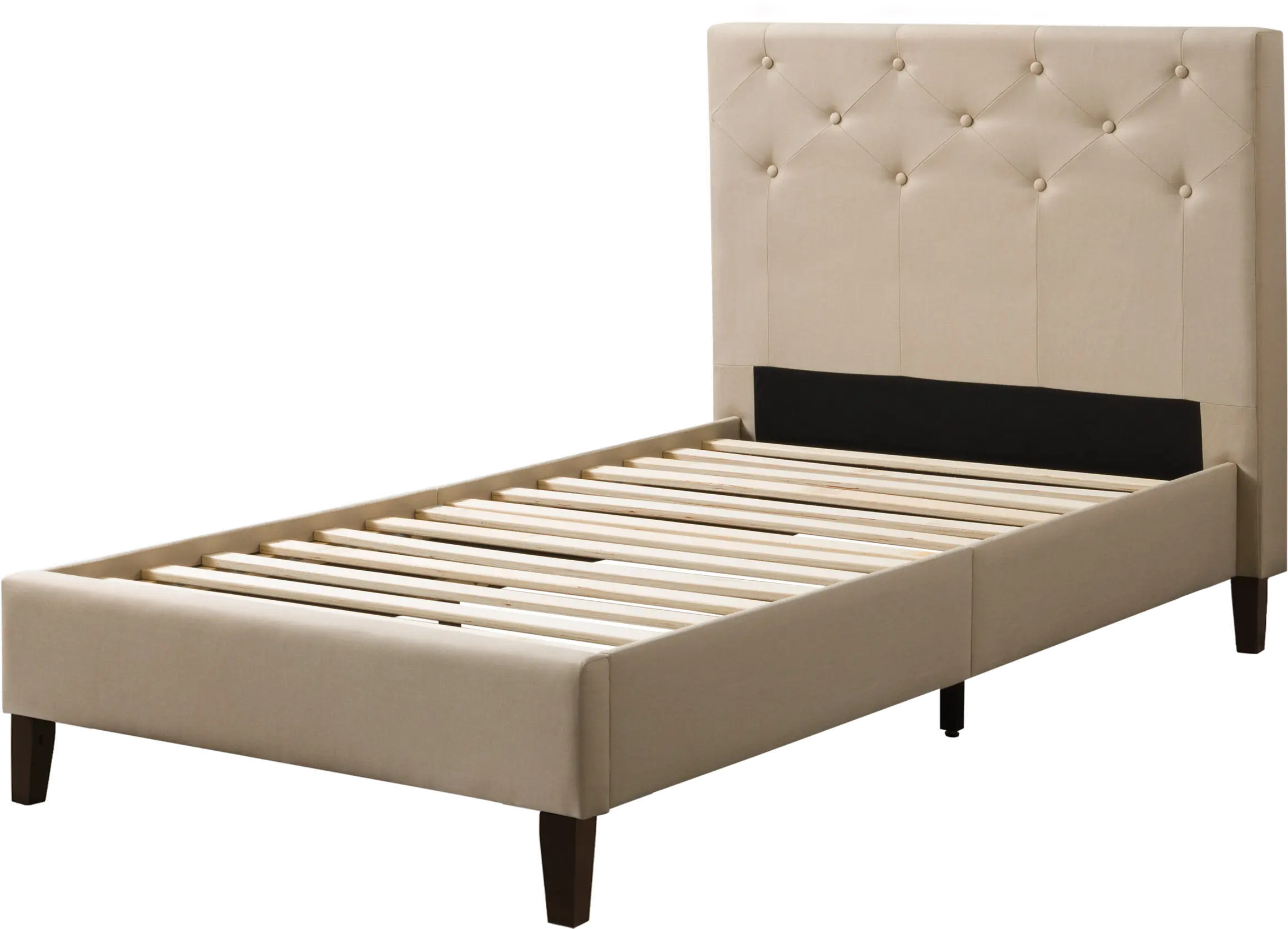 Nova Ridge Contemporary Twin Cream Tufted Upholstered Bed-2