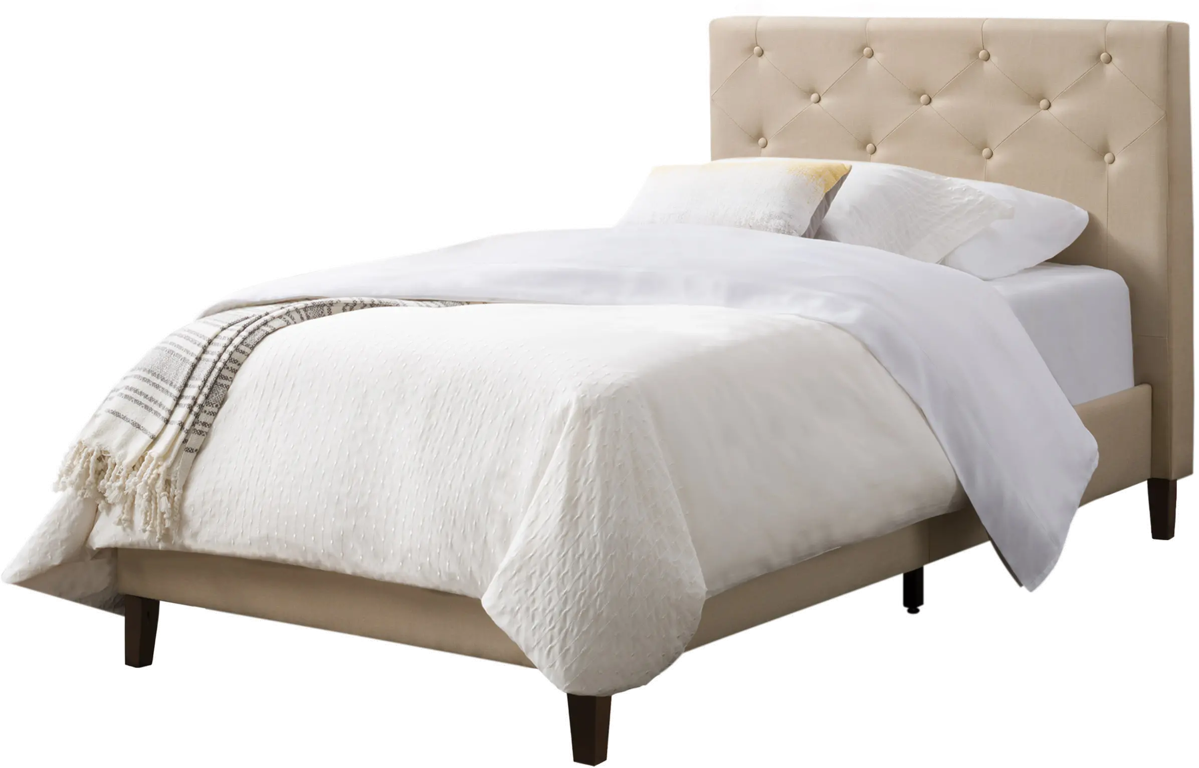 Nova Ridge Contemporary Twin Cream Tufted Upholstered Bed-3