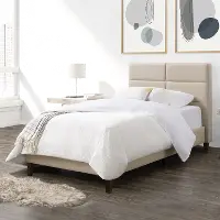Bellevue Contemporary Twin Cream Upholstered Panel Bed