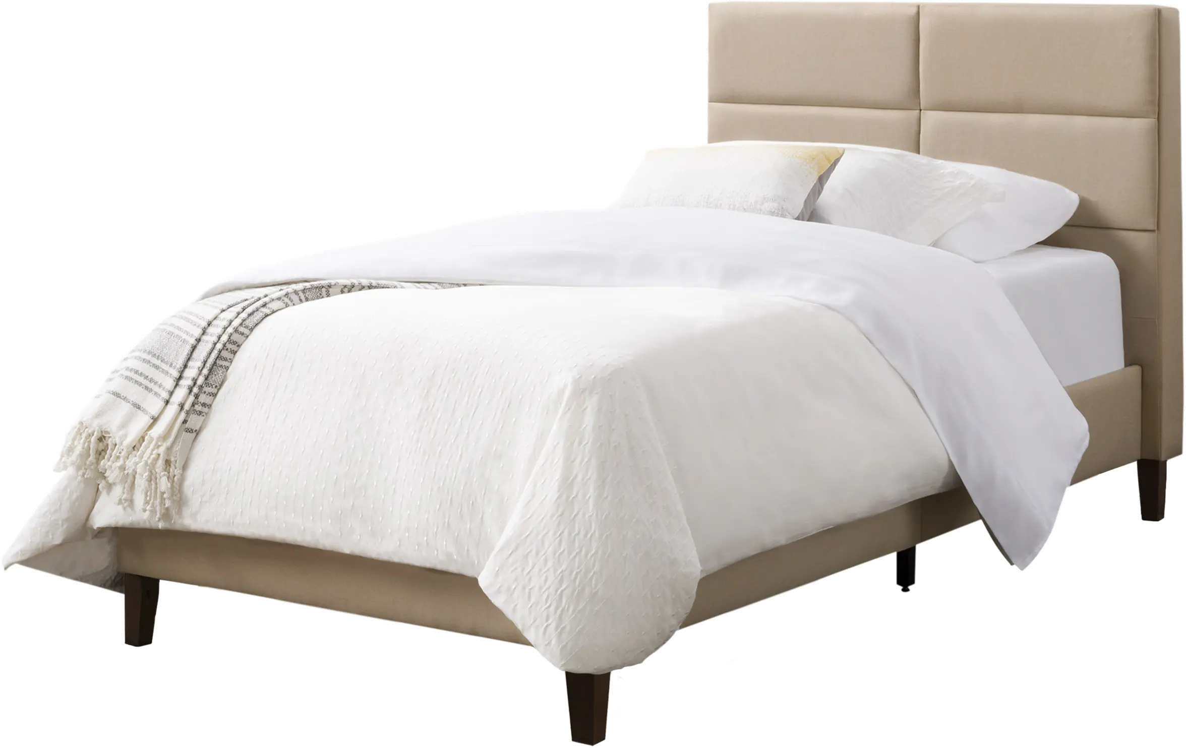 Bellevue Contemporary Twin Cream Upholstered Panel Bed-3