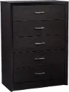 Newport Contemporary Black Five Drawer Tall Dresser