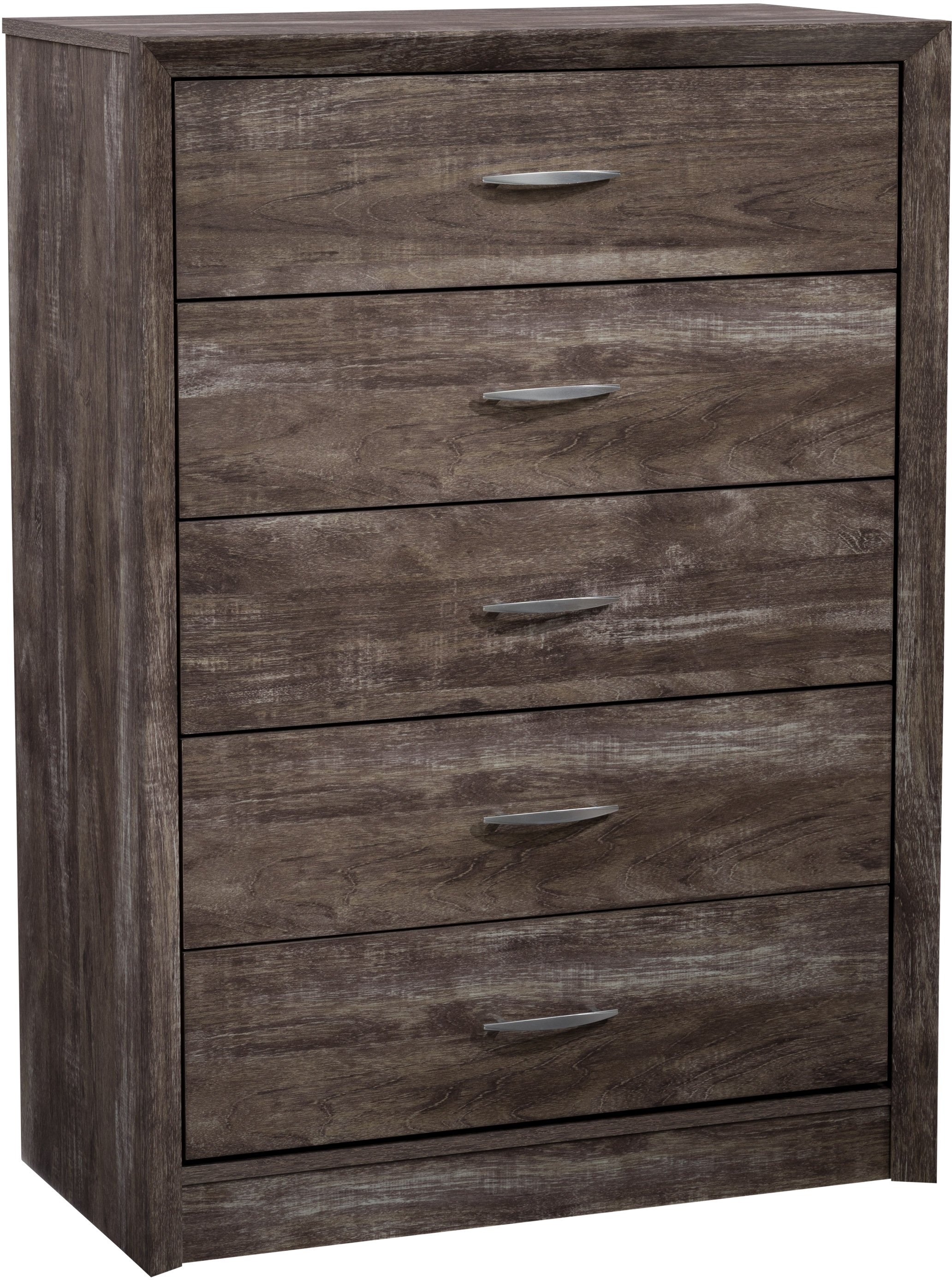 Newport Contemporary Brown Washed Oak Five Drawer Tall Dresser-3