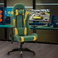 Workspace Contemporary Green and Yellow High Back Ergonomic Gaming Chair