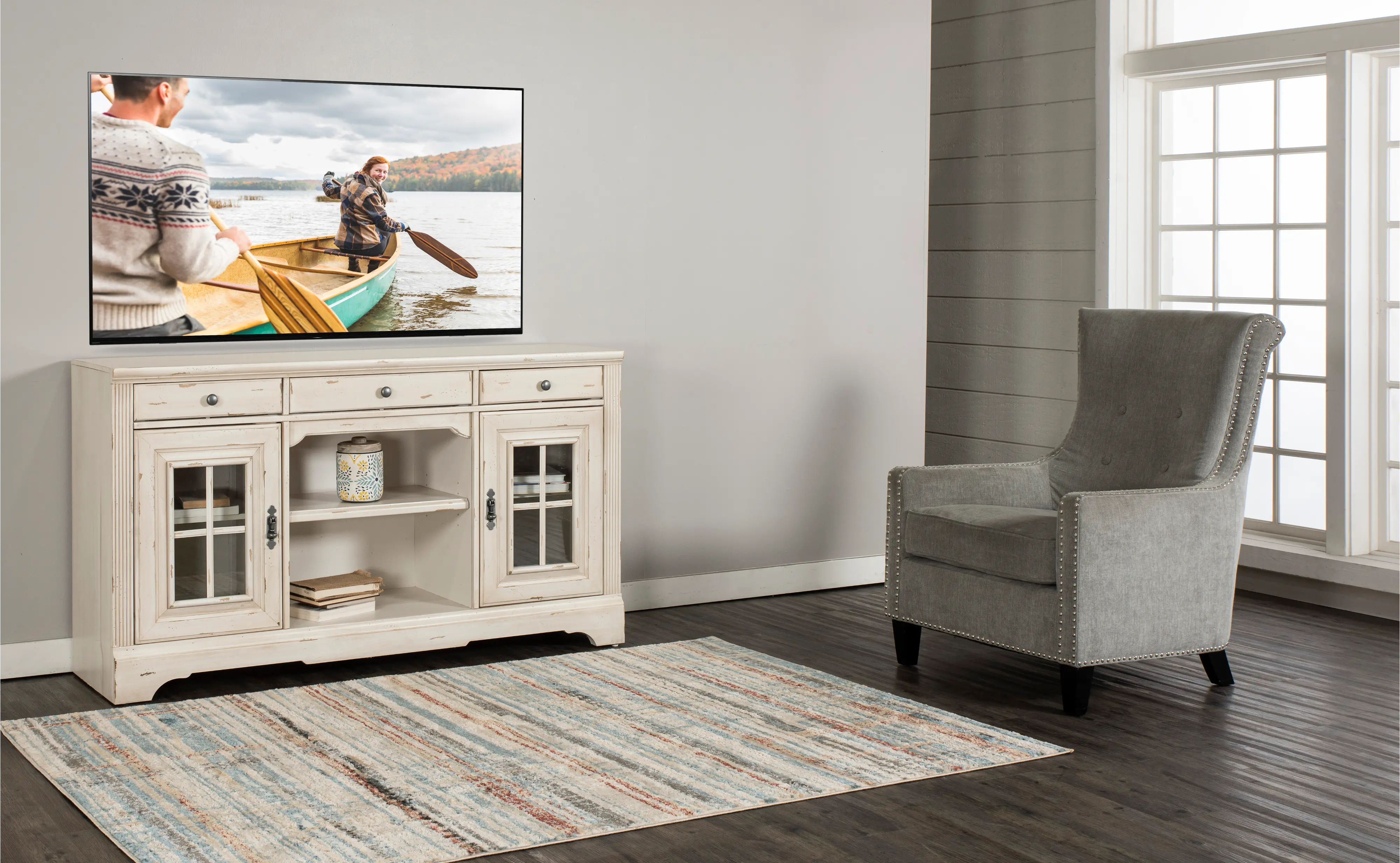 Mountain Breeze Maple White 64 TV Stand-2
