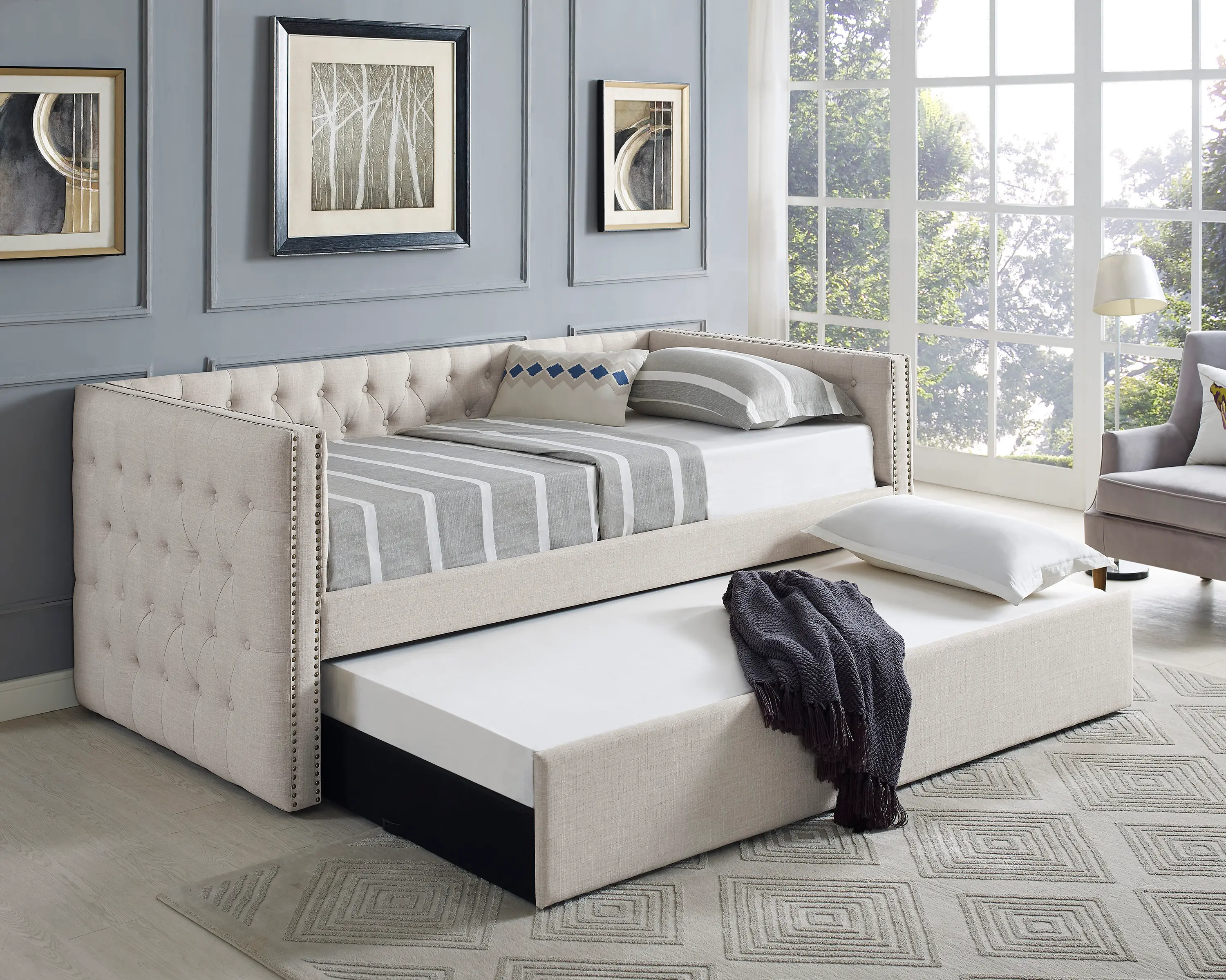 Trina Ivory Twin Daybed with Trundle-1
