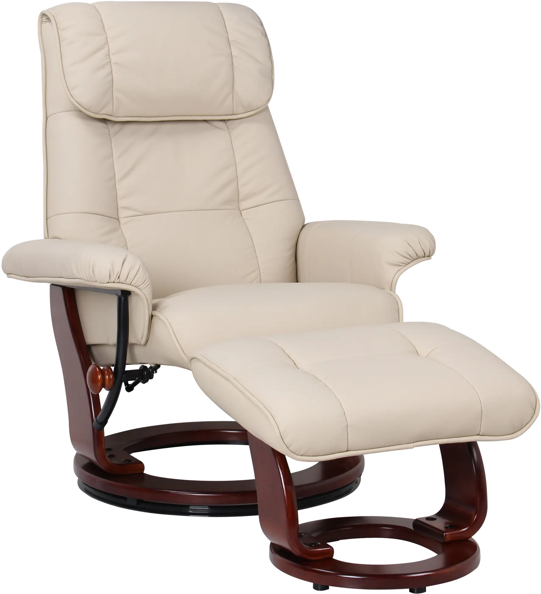 Ventura Scandinavian Taupe Leather Recliner with Ottoman-2