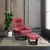 Monterey Scandinavian Scarlet Leather Recliner with Ottoman