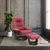 Monterey Scandinavian Scarlet Leather Recliner with Ottoman