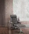 Berkeley Scandinavian Iron Gray Leather Recliner with Ottoman