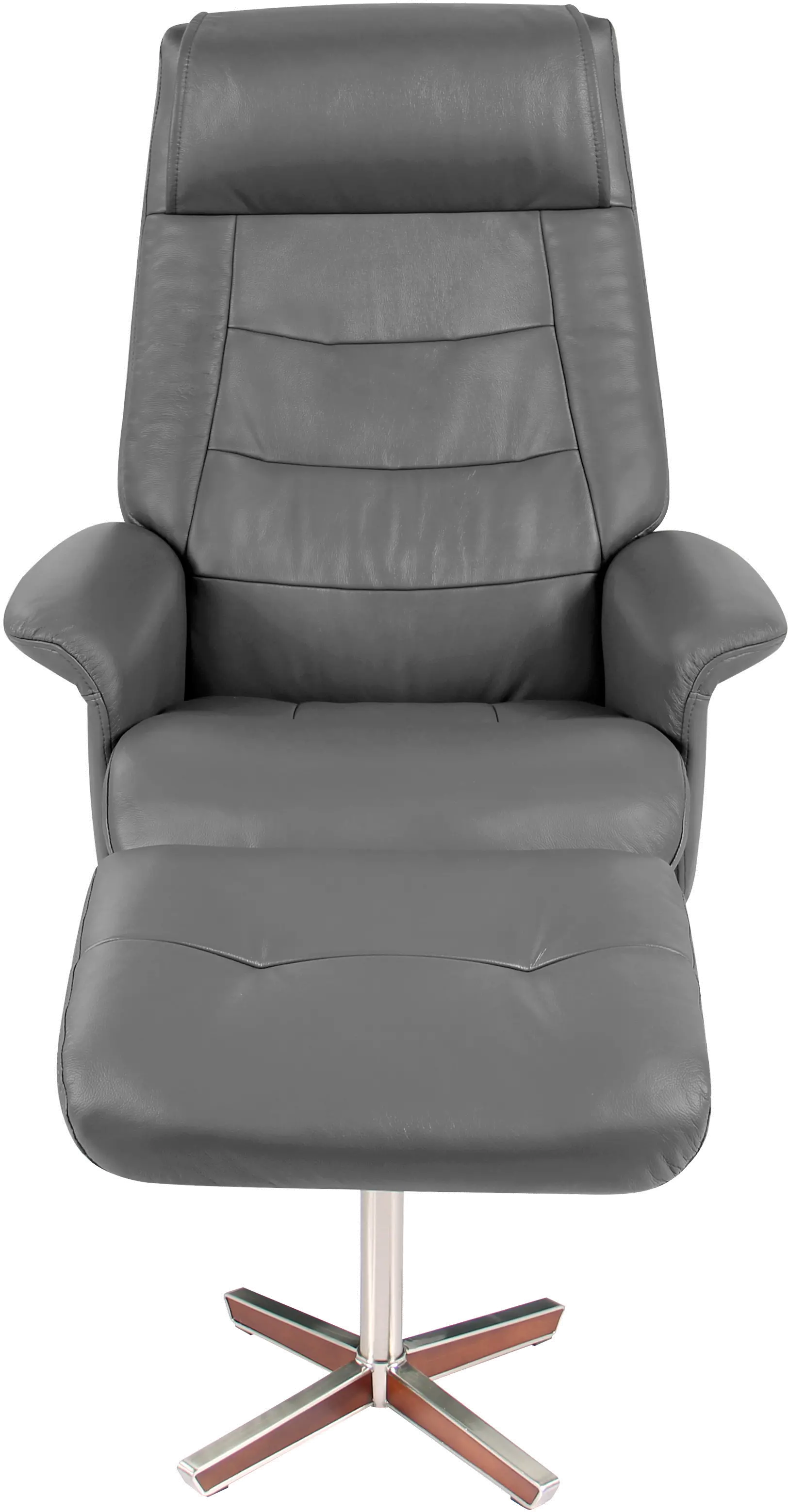 Berkeley Scandinavian Iron Gray Leather Recliner with Ottoman-3