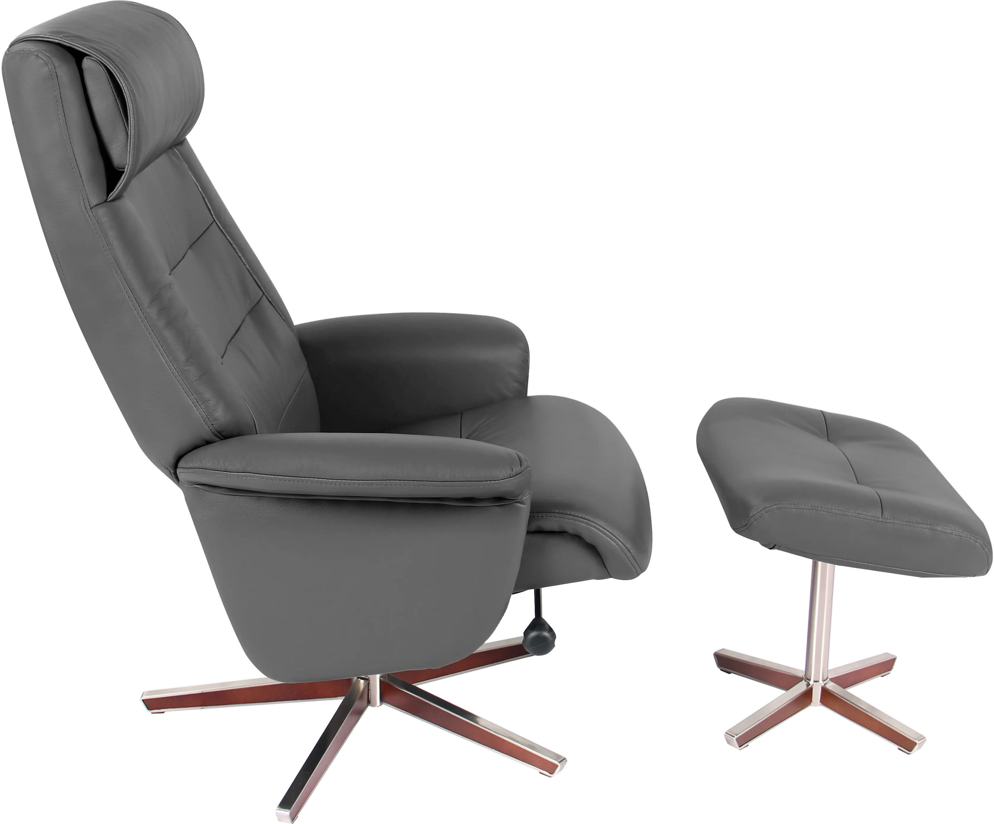 Berkeley Scandinavian Iron Gray Leather Recliner with Ottoman-4