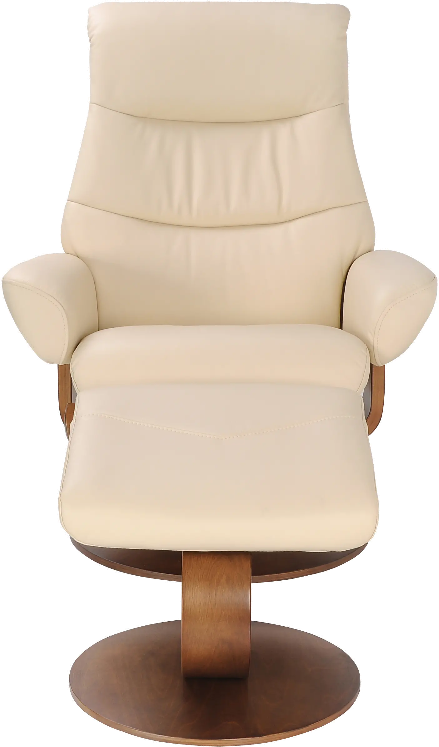 Genoa Scandinavian Cream Leather Recliner with Ottoman-4