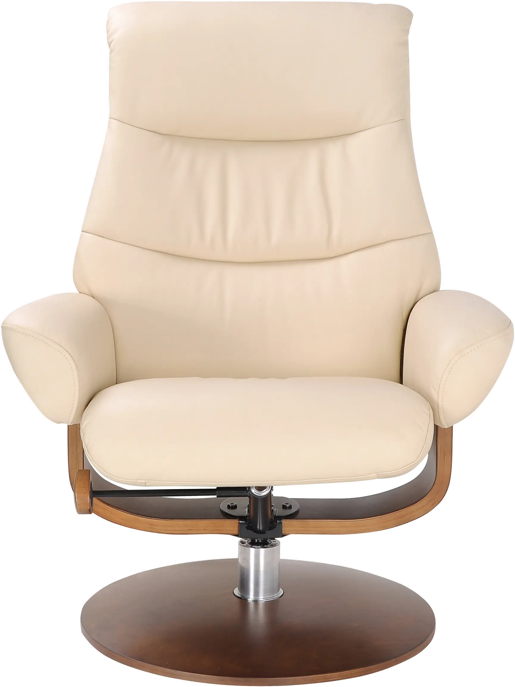Genoa Scandinavian Cream Leather Recliner with Ottoman-5