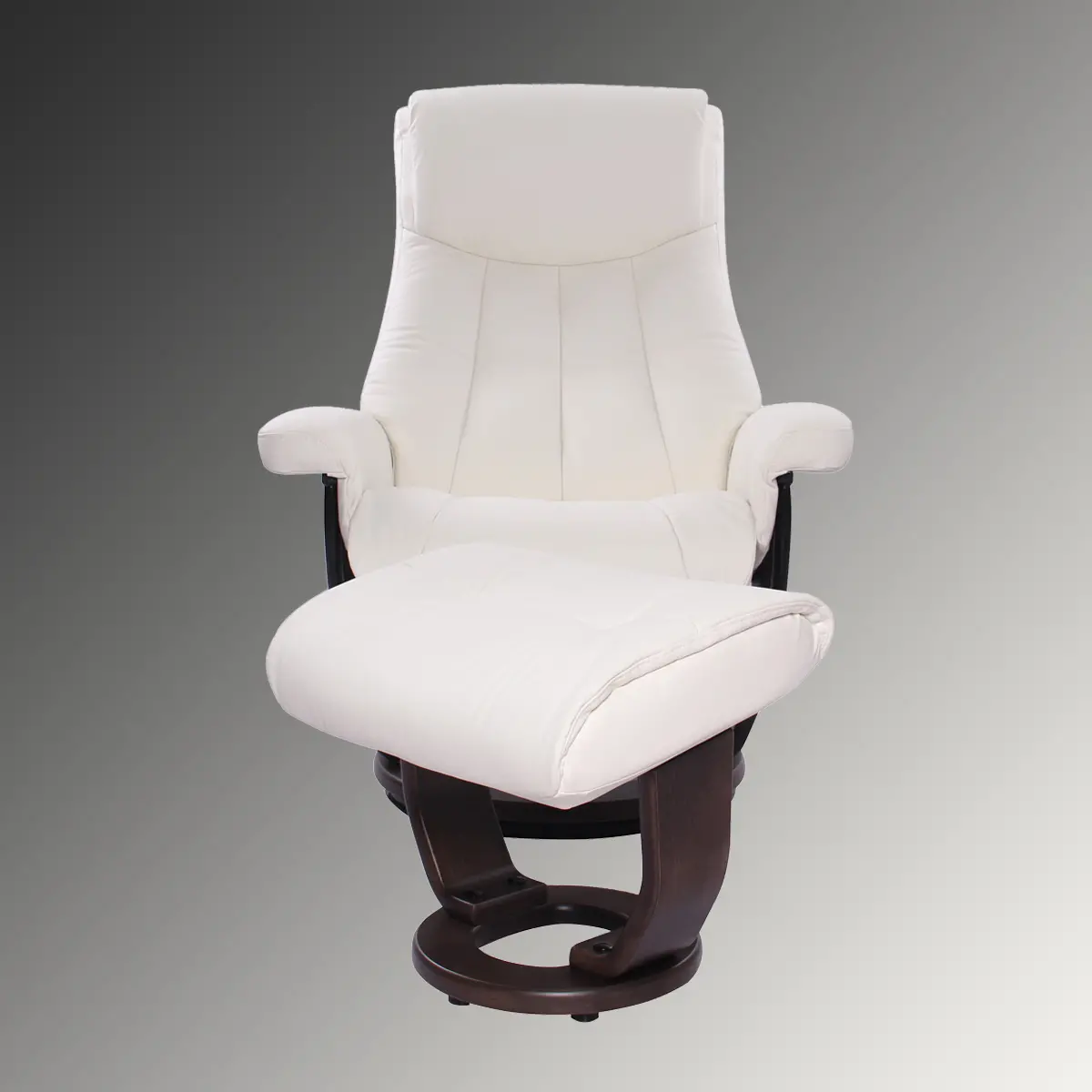 Cadence Scandinavian Snow White Leather Recliner with Ottoman-2