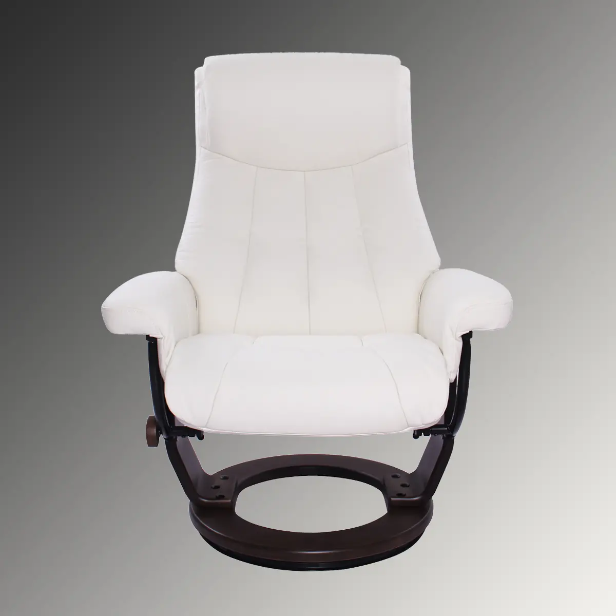 Cadence Scandinavian Snow White Leather Recliner with Ottoman-3