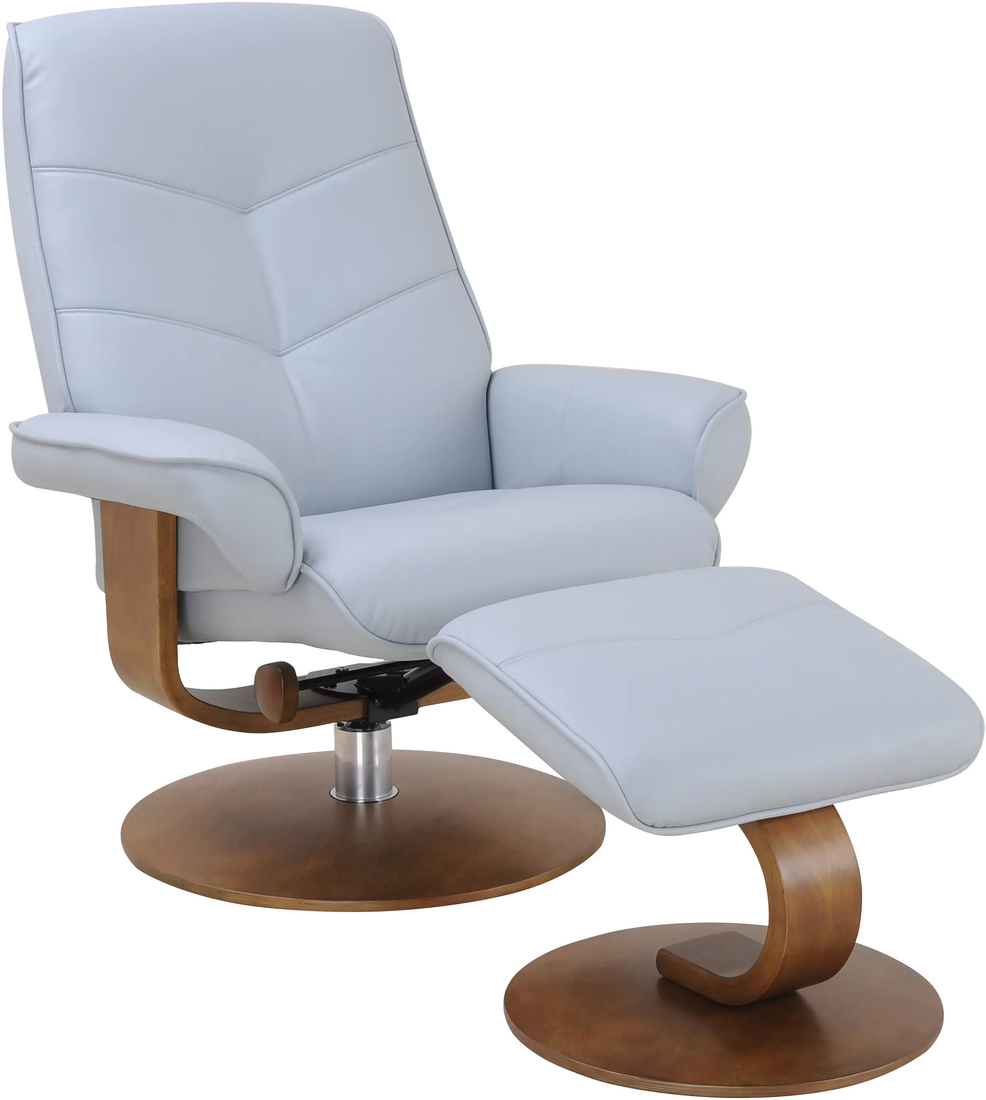 Auburn Scandinavian Sky Blue Polyester Recliner with Ottoman-2
