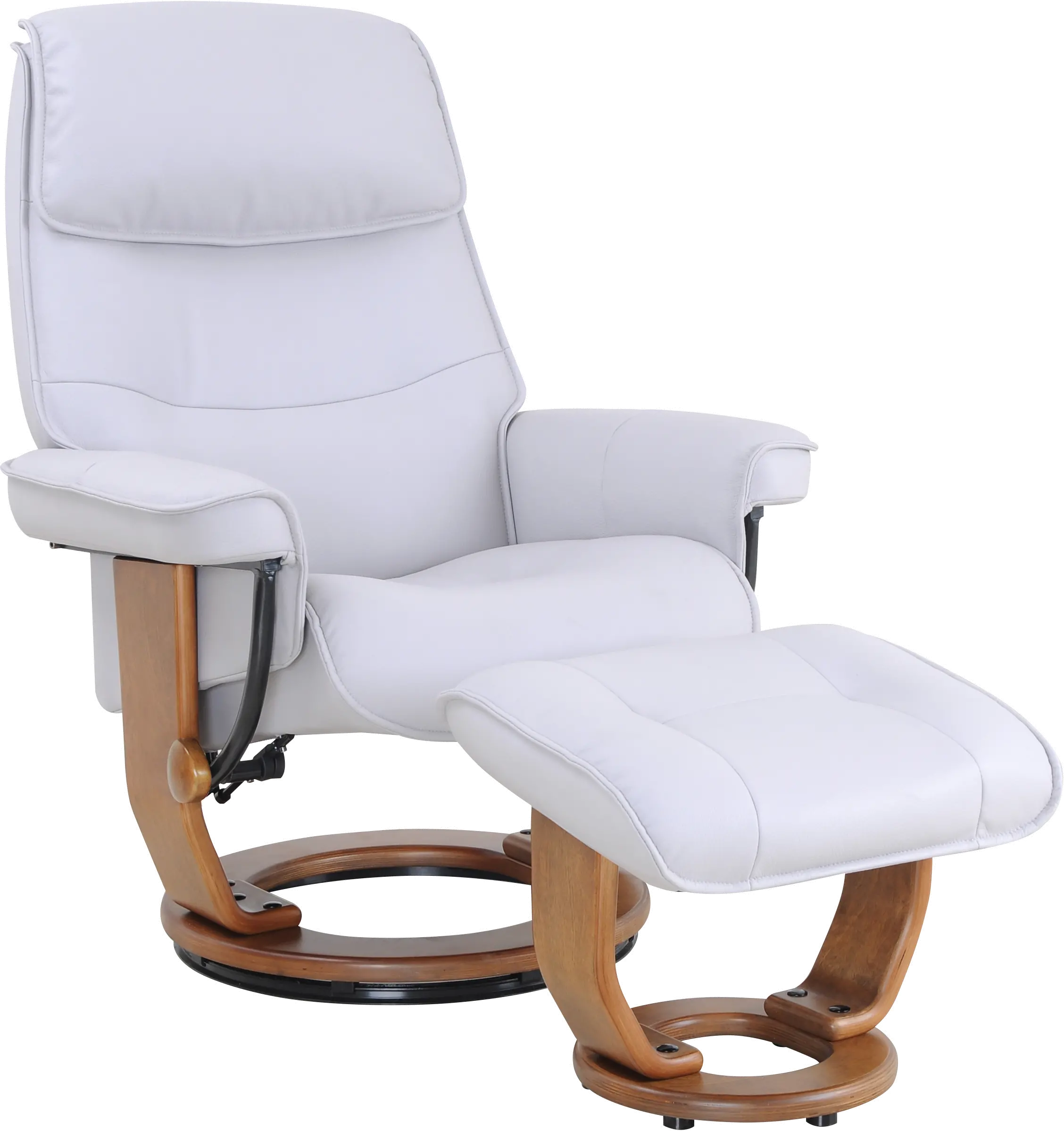 Katy Scandinavian Light Gray Polyester Recliner with Ottoman-1