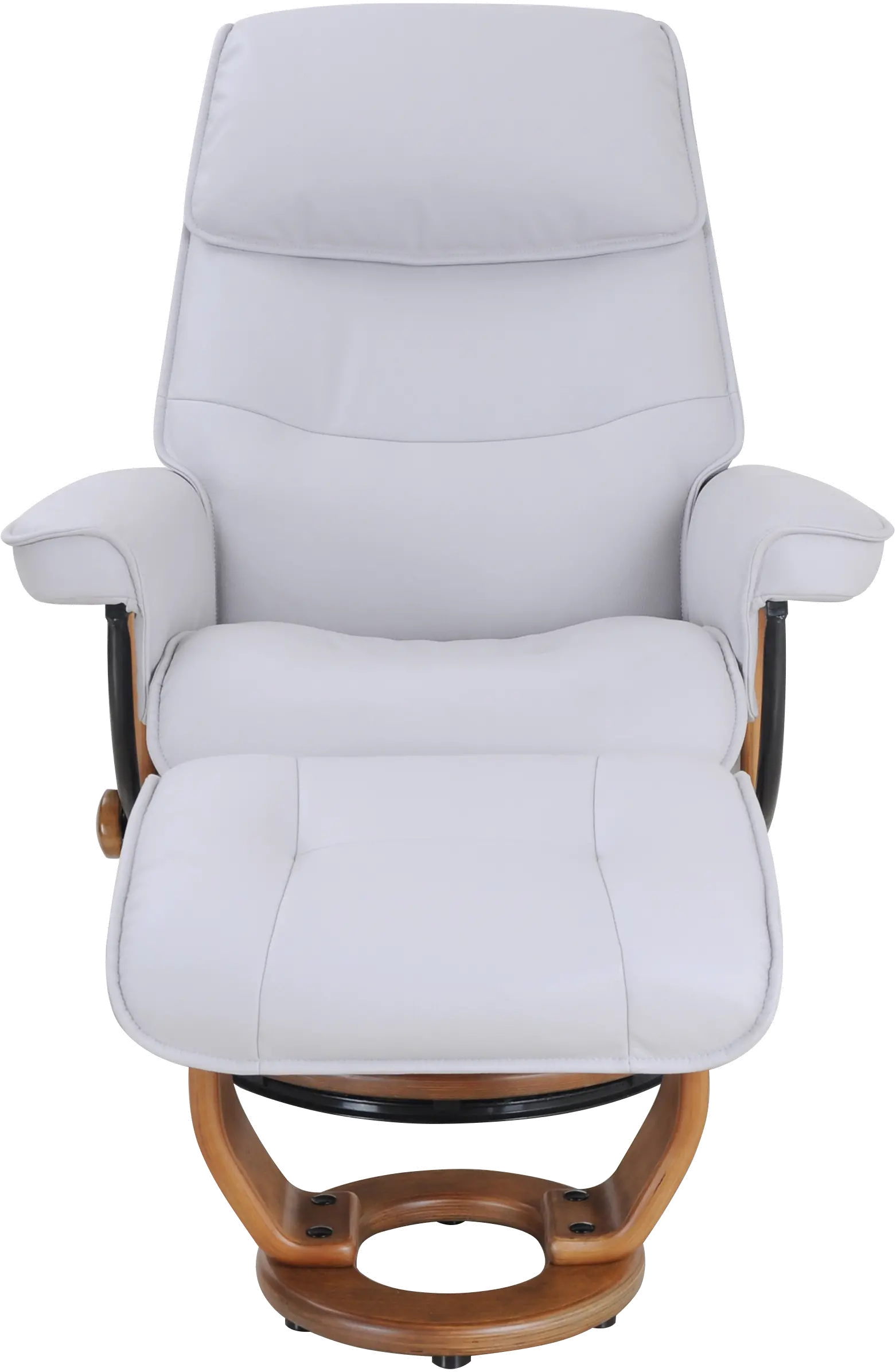 Katy Scandinavian Light Gray Polyester Recliner with Ottoman-2