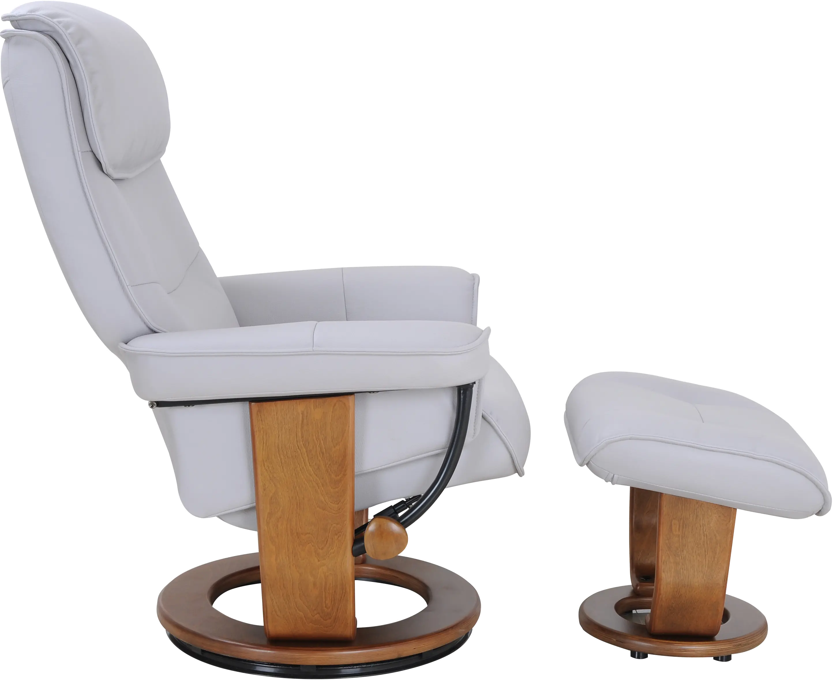 Katy Scandinavian Light Gray Polyester Recliner with Ottoman-3