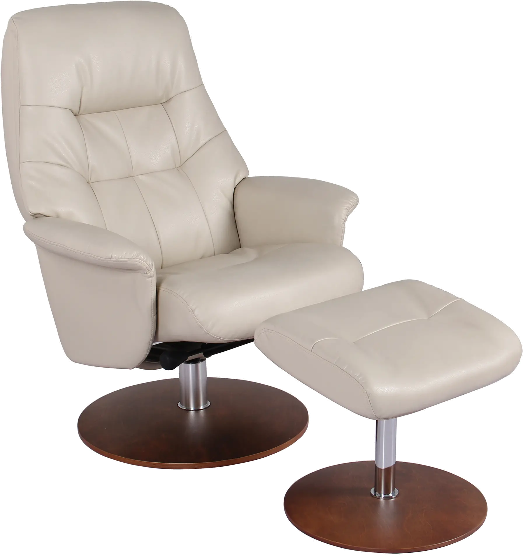 Carter Scandinavian Taupe Vinyl Recliner with Ottoman-2