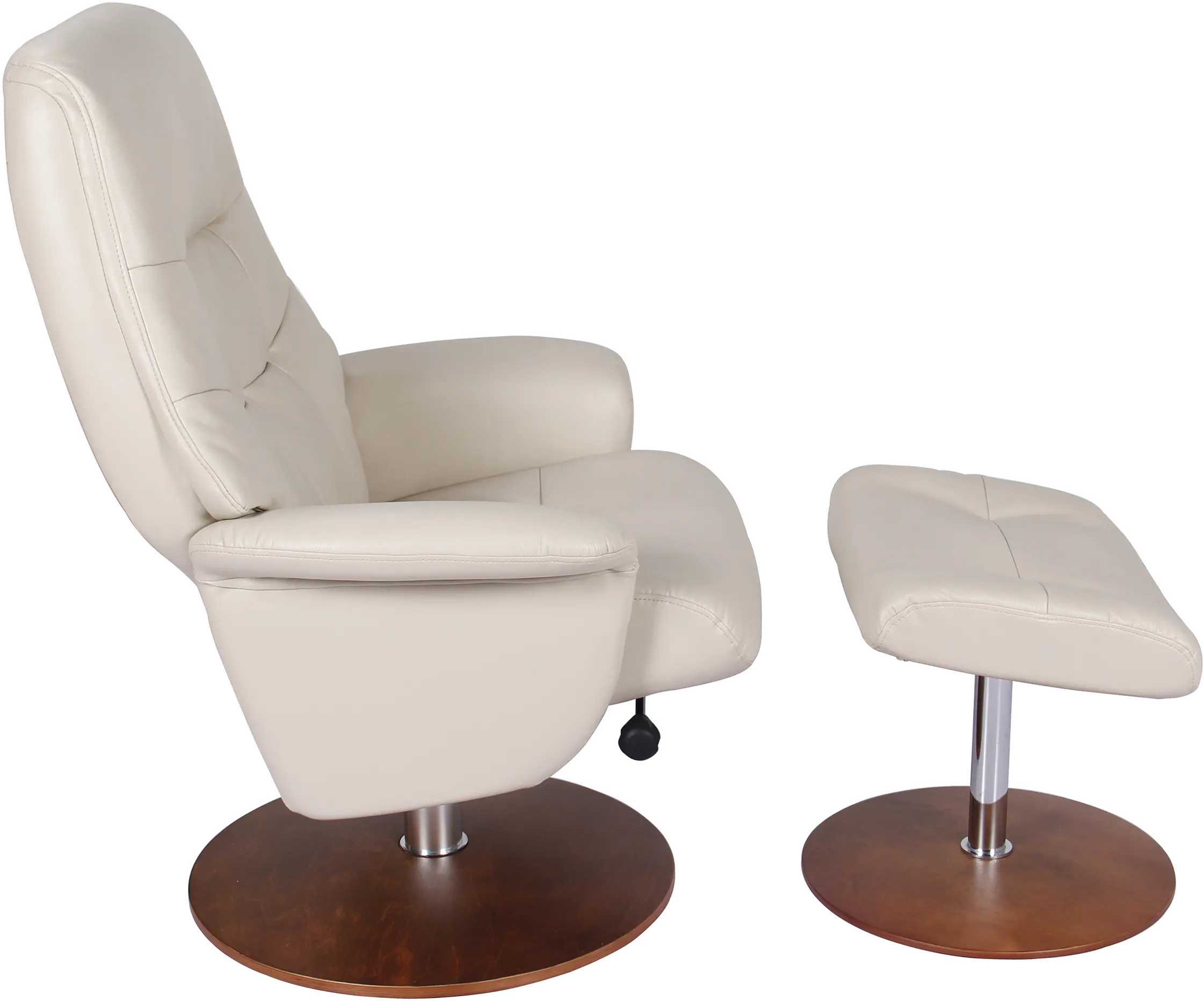 Carter Scandinavian Taupe Vinyl Recliner with Ottoman-4