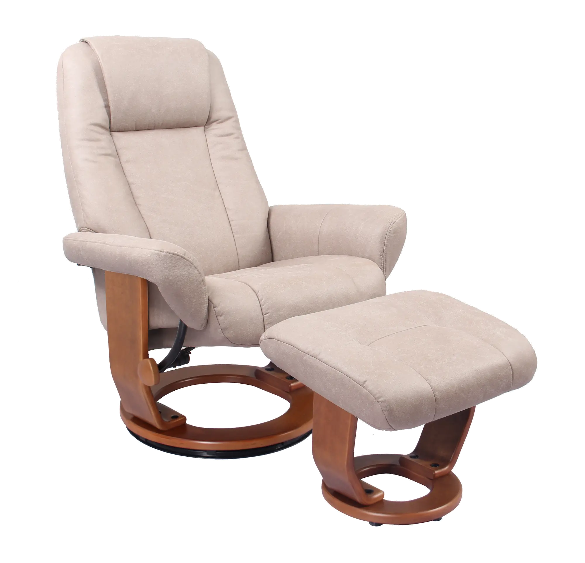 Windsor Scandinavian Sand Polyester Recliner with Ottoman-1